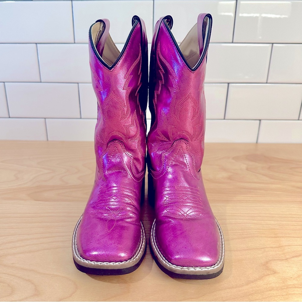 Old west girls boots metallic purple size 12.5